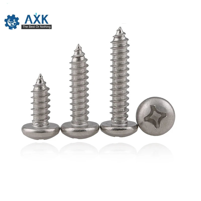 DIN7981 M2.2 M3 M3.5 M4 M4.2 M4.8 GB845 304 Stainless Steel Cross Recessed Pan Head Screws Phillips Self-tapping Wood Screws