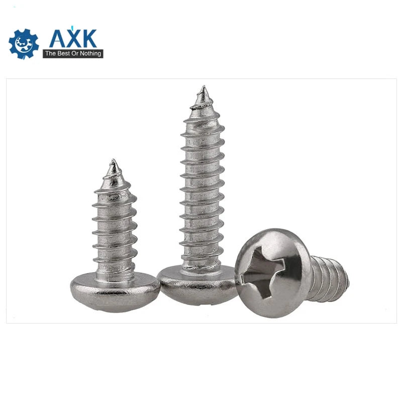 DIN7981 M2.2 M3 M3.5 M4 M4.2 M4.8 GB845 304 Stainless Steel Cross Recessed Pan Head Screws Phillips Self-tapping Wood Screws