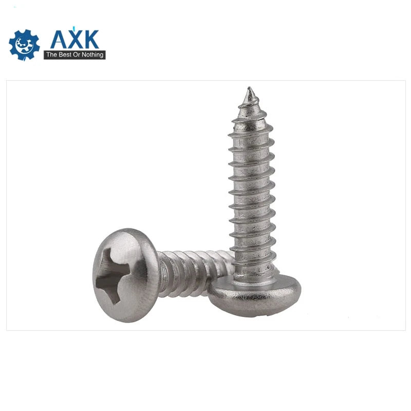 DIN7981 M2.2 M3 M3.5 M4 M4.2 M4.8 GB845 304 Stainless Steel Cross Recessed Pan Head Screws Phillips Self-tapping Wood Screws