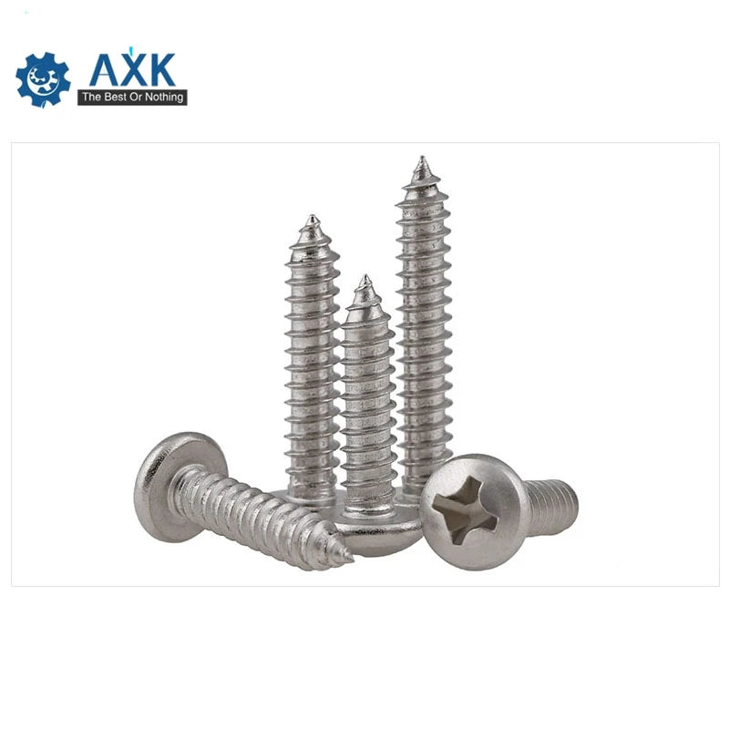 DIN7981 M2.2 M3 M3.5 M4 M4.2 M4.8 GB845 304 Stainless Steel Cross Recessed Pan Head Screws Phillips Self-tapping Wood Screws