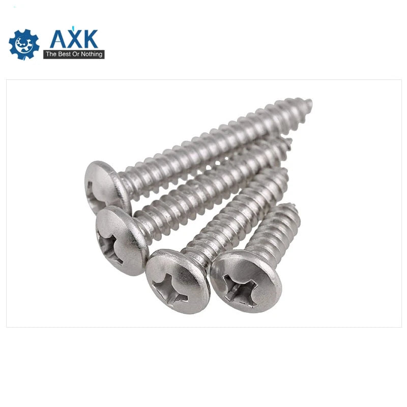 DIN7981 M2.2 M3 M3.5 M4 M4.2 M4.8 GB845 304 Stainless Steel Cross Recessed Pan Head Screws Phillips Self-tapping Wood Screws
