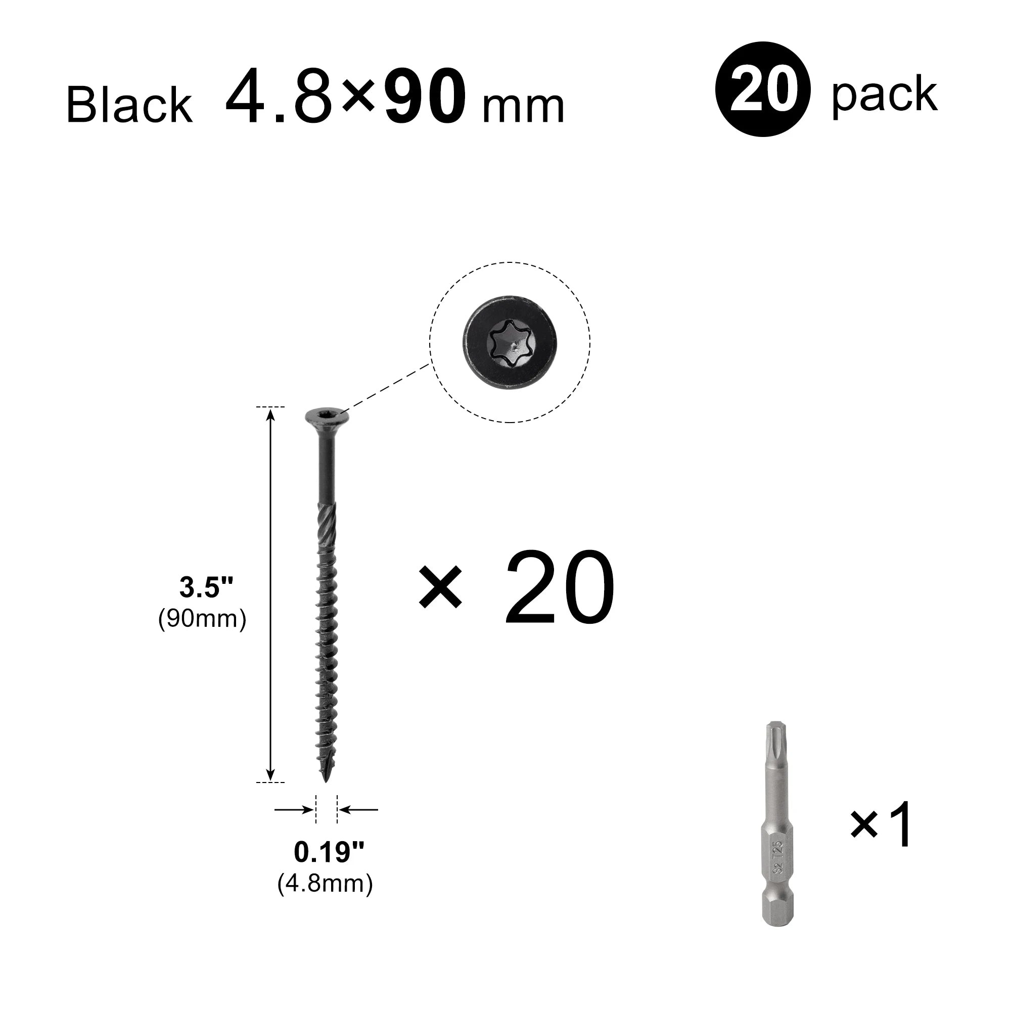 20pcs Torx Slot Knurled Screws Stainless Steel Wood Deck Screws Rust Resistant Six Lobe Self Tapping Fibreboard Drywall Screw