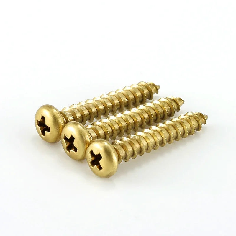 Brass Round Head Phillips Self Tapping Screw M3 M3.5 M4 M5 M6  Wood Screw Length 6mm~50mm
