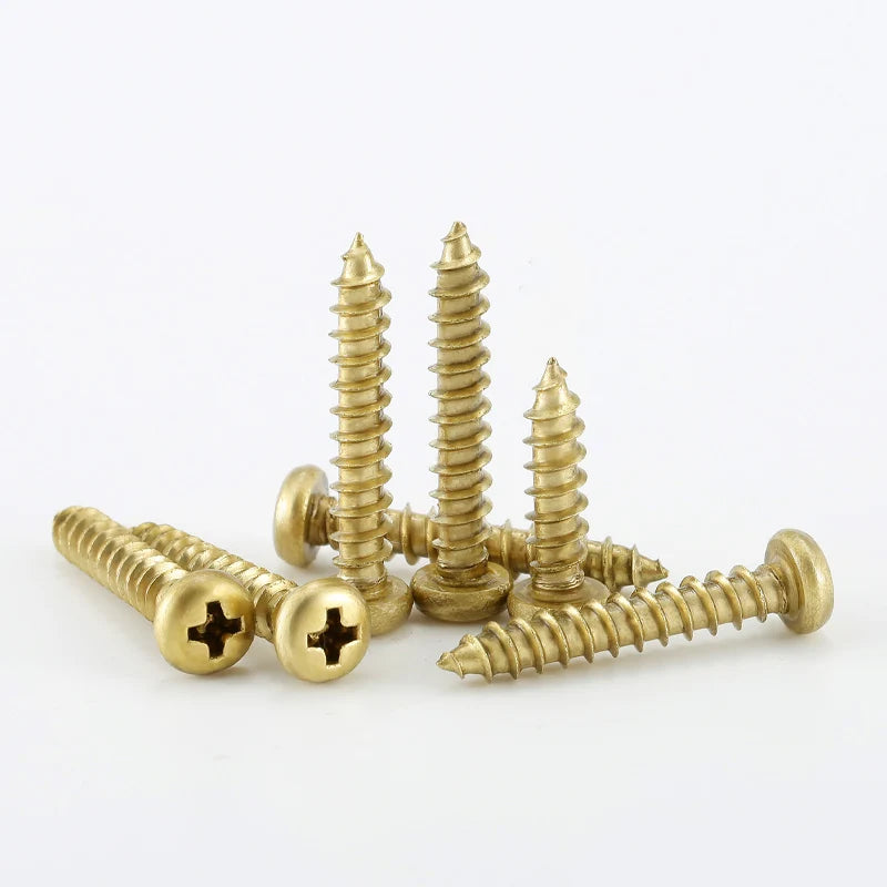 Brass Round Head Phillips Self Tapping Screw M3 M3.5 M4 M5 M6  Wood Screw Length 6mm~50mm