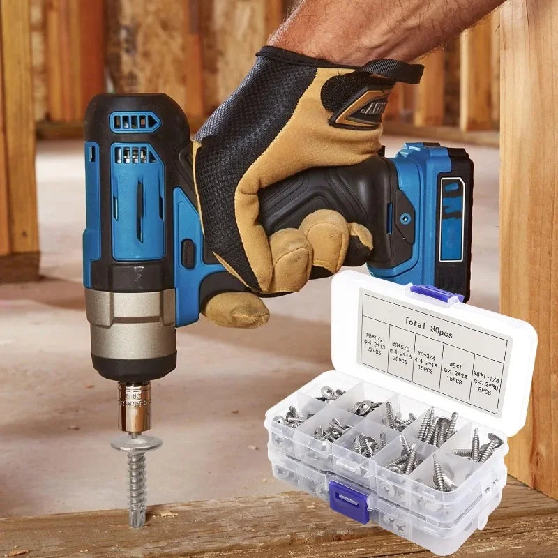 Cross Phillips Head Self-tapping Screw Stainless Steel Self Drilling Screws Kit Fastener High-Strength Wood Sheet Metal Tools