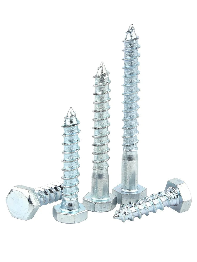 1~10pcs M6 M8 M10 M12 Hexagon Head Self-tapping Wood Screws Lag Bolts Carbon Steel Galvanized Length 20~150m