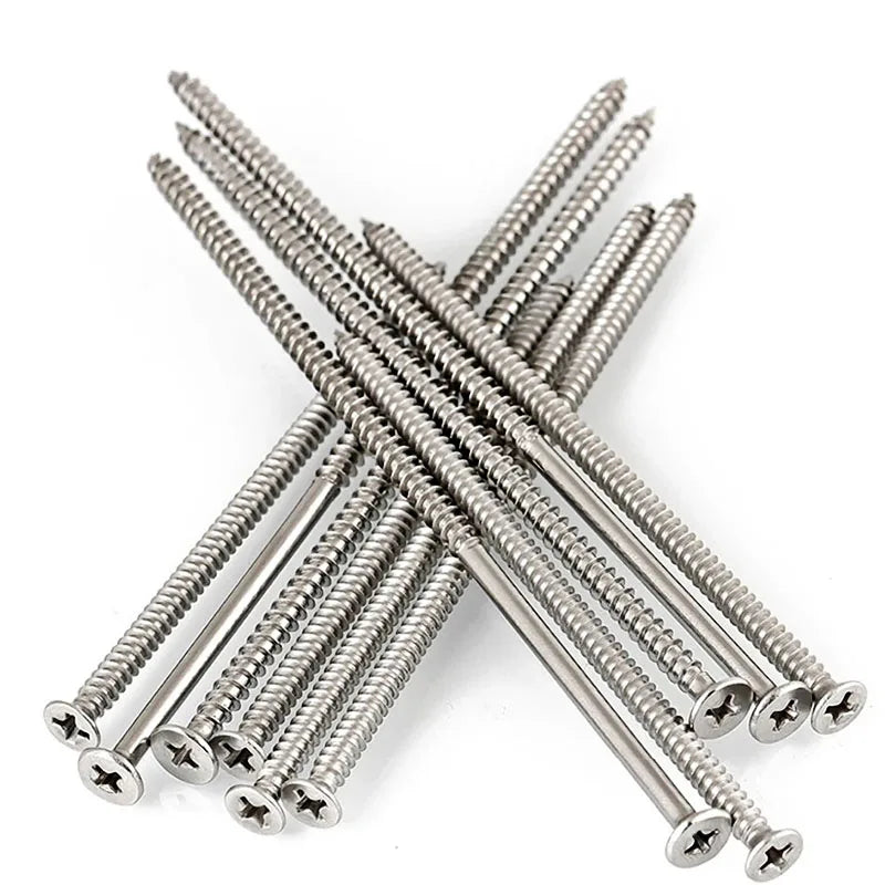 5PCS M4 lengthening Flat Head Tapping Long Wood Screw Stainless steel Cross Countersunk Head Self Tapping Long 200mm Screws