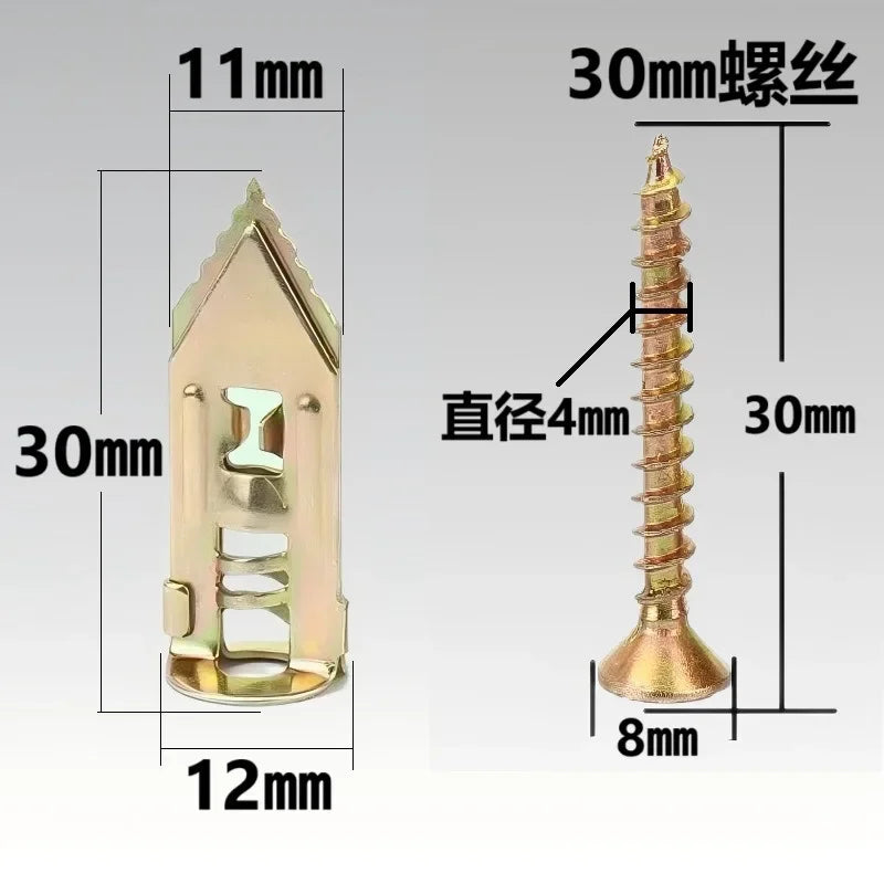 10PCS Self-Drilling For Gypsum Board Plasterboard Wall Fixing Plug Screws Kit Dowel Fixing Tools Screws Expansion Nails