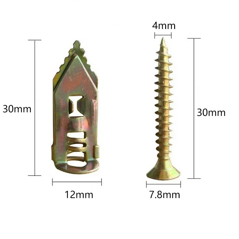10/50/100Pcs Self Tapping Screws Self Drilling Anchors Screws Drywall Anchors Easy Application for Gypsum Plasterboard Dowel