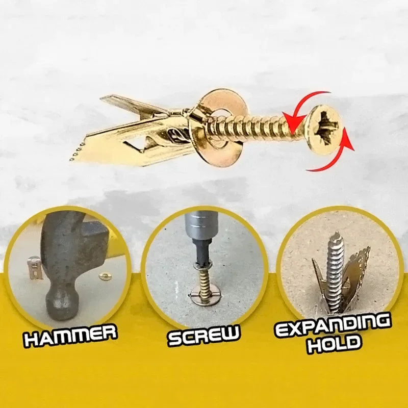 10/50/100Pcs Self Tapping Screws Self Drilling Anchors Screws Drywall Anchors Easy Application for Gypsum Plasterboard Dowel