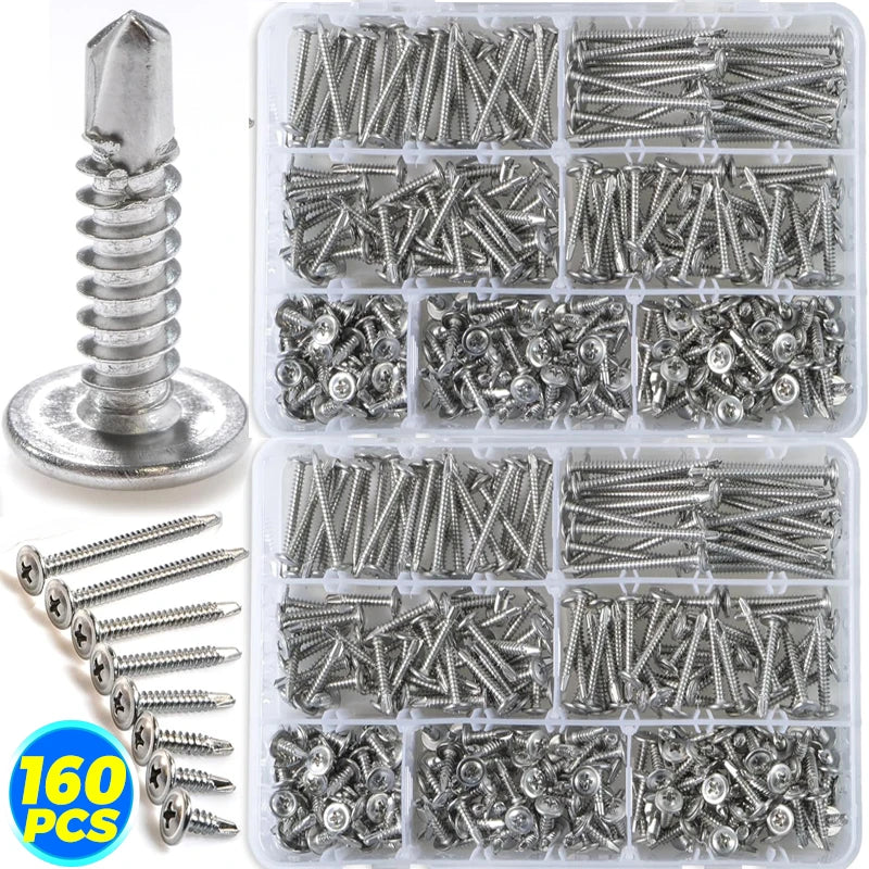 Cross Phillips Head Self-tapping Screw Stainless Steel Self Drilling Screws Kit Fastener High-Strength Wood Sheet Metal Tools