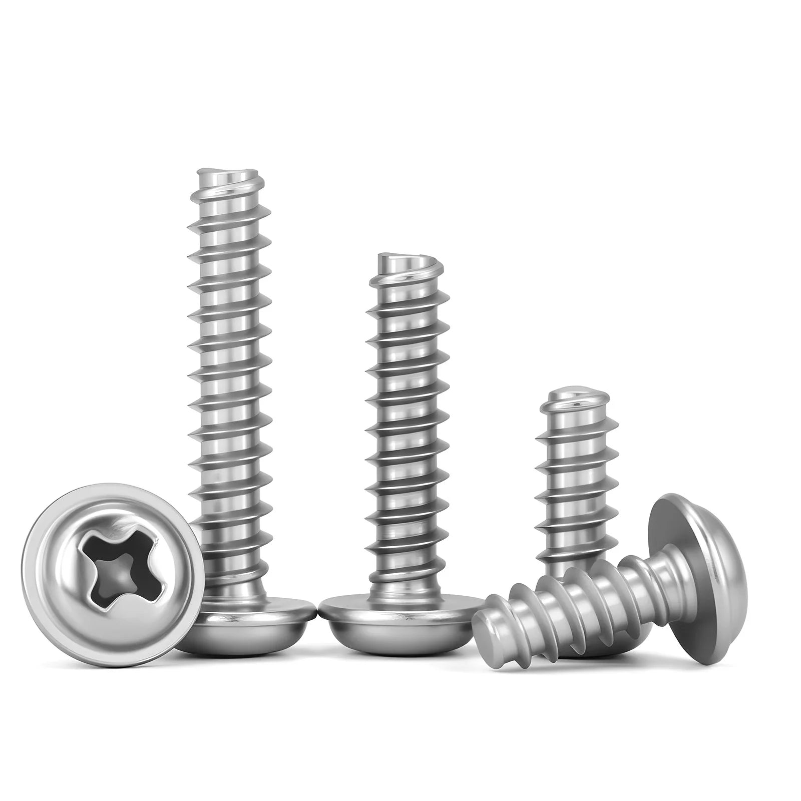 30-200pcs Phillips Screw PWB Round Head With Washer Self- tapping Screw PWB Screw for Woodworking M1.7 M2 M2.3 M2.6 M3 M3.5 M4