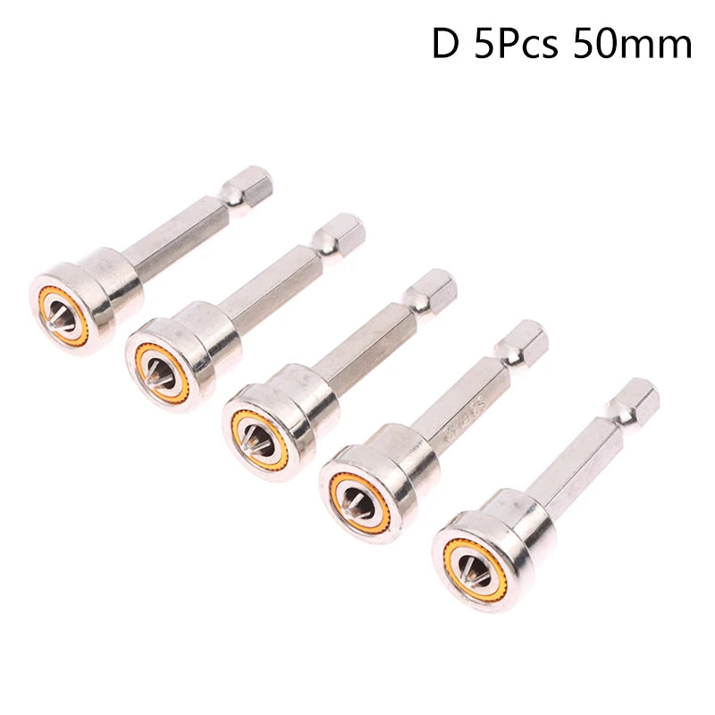 1/5PCS 25/50mm Plasterboard Positioning Screwdriver Bit With Magnetic Ring 1/4inch Hex Shank Screws Batch Head For Woodworking