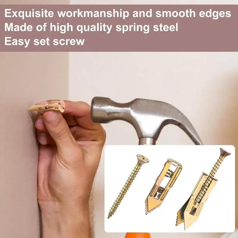 10PCS Self-Drilling For Gypsum Board Plasterboard Wall Fixing Plug Screws Kit Dowel Fixing Tools Screws Expansion Nails
