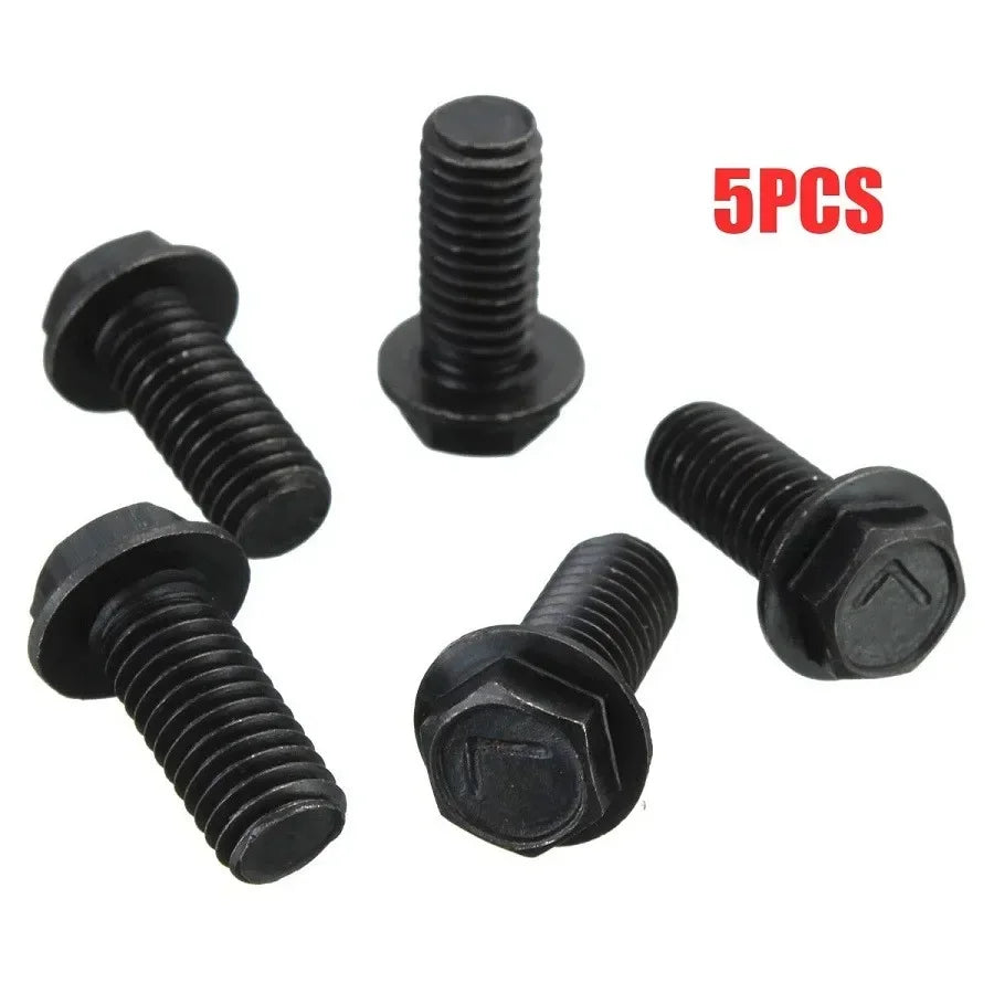 5pcs Saw Blade Screw M8 X 18mm Left Hand Thread Hex Flange For Cutting Machine Carbon Steel Material Not Easy To Rust Tool Parts