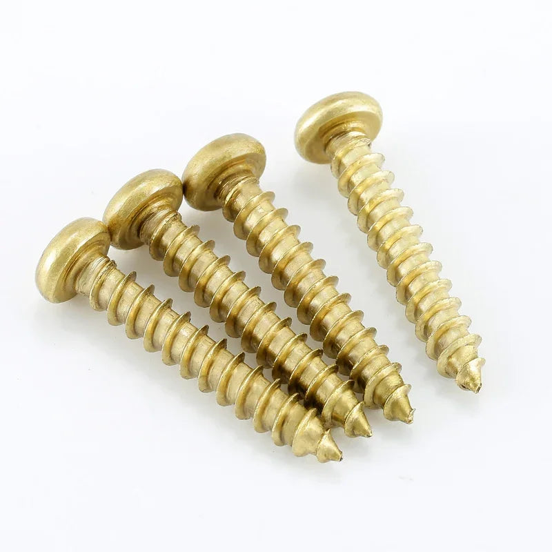 Brass Round Head Phillips Self Tapping Screw M3 M3.5 M4 M5 M6  Wood Screw Length 6mm~50mm
