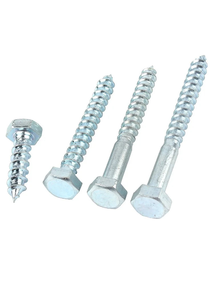 1~10pcs M6 M8 M10 M12 Hexagon Head Self-tapping Wood Screws Lag Bolts Carbon Steel Galvanized Length 20~150m