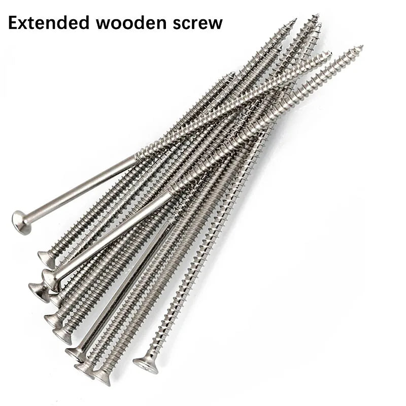 5PCS M4 lengthening Flat Head Tapping Long Wood Screw Stainless steel Cross Countersunk Head Self Tapping Long 200mm Screws