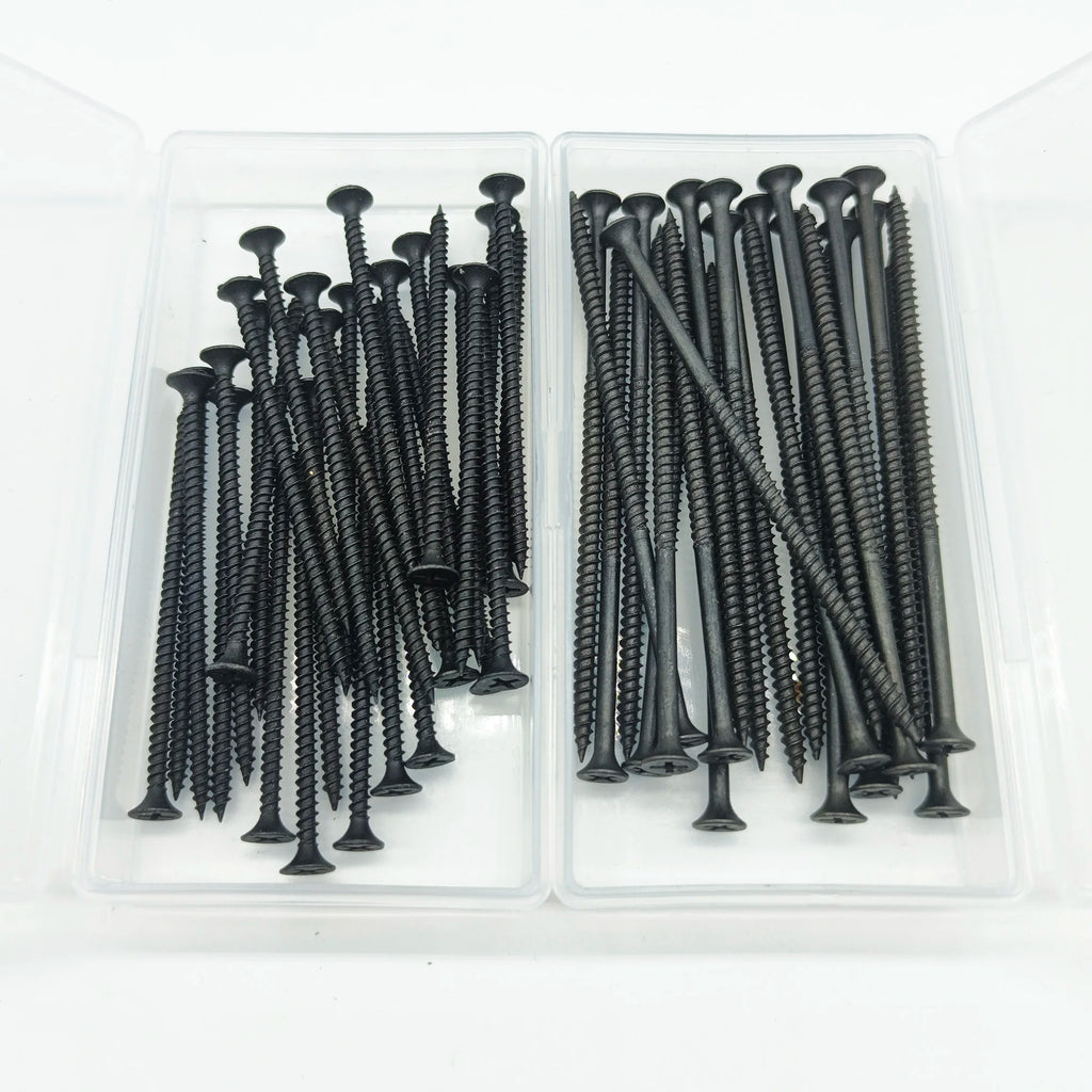 #8 x 2" Wood Screw 25/30pcs Black Phosphate Coated Stainless Flat Truss Head Fast Self Tapping Drywall Screws