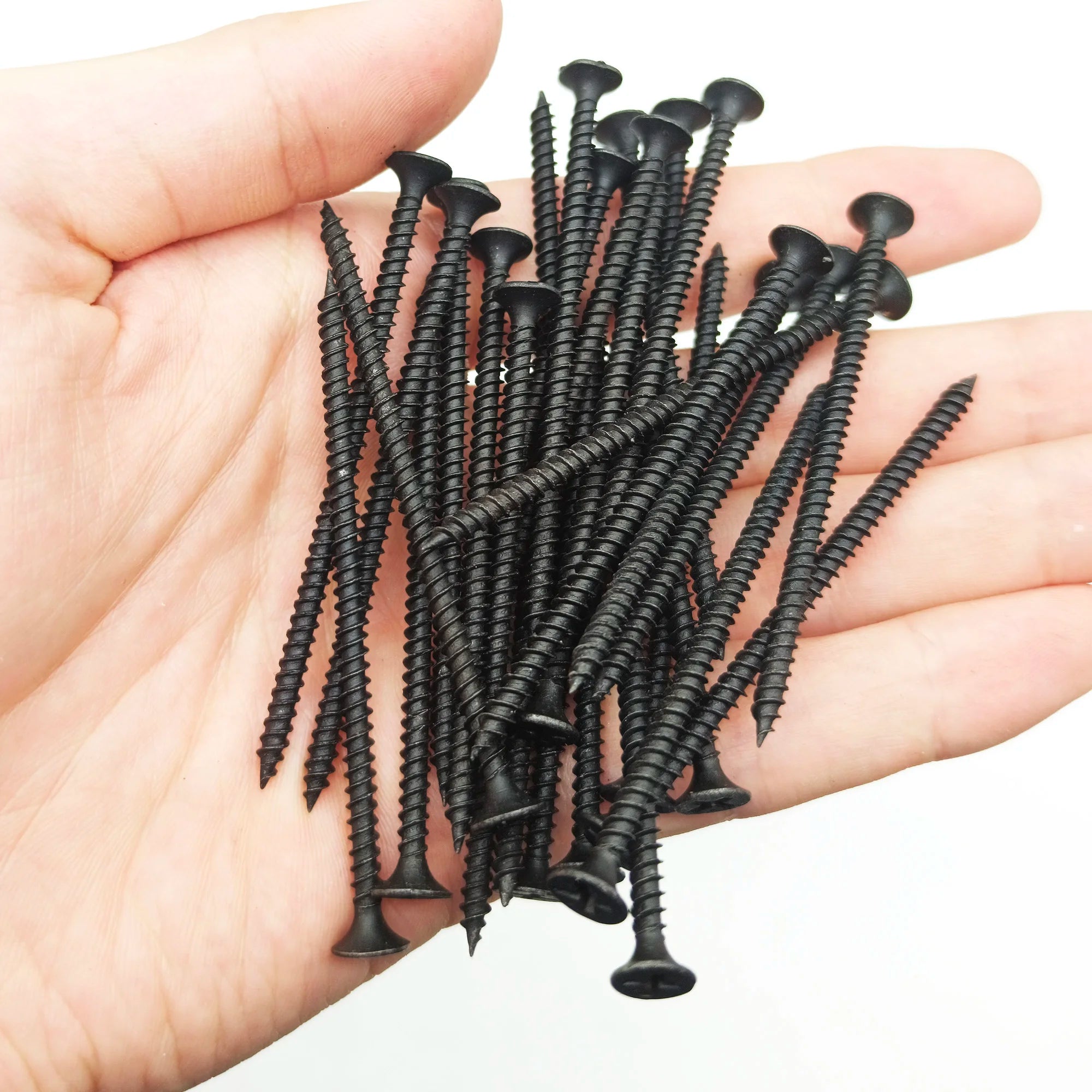 #8 x 2" Wood Screw 25/30pcs Black Phosphate Coated Stainless Flat Truss Head Fast Self Tapping Drywall Screws