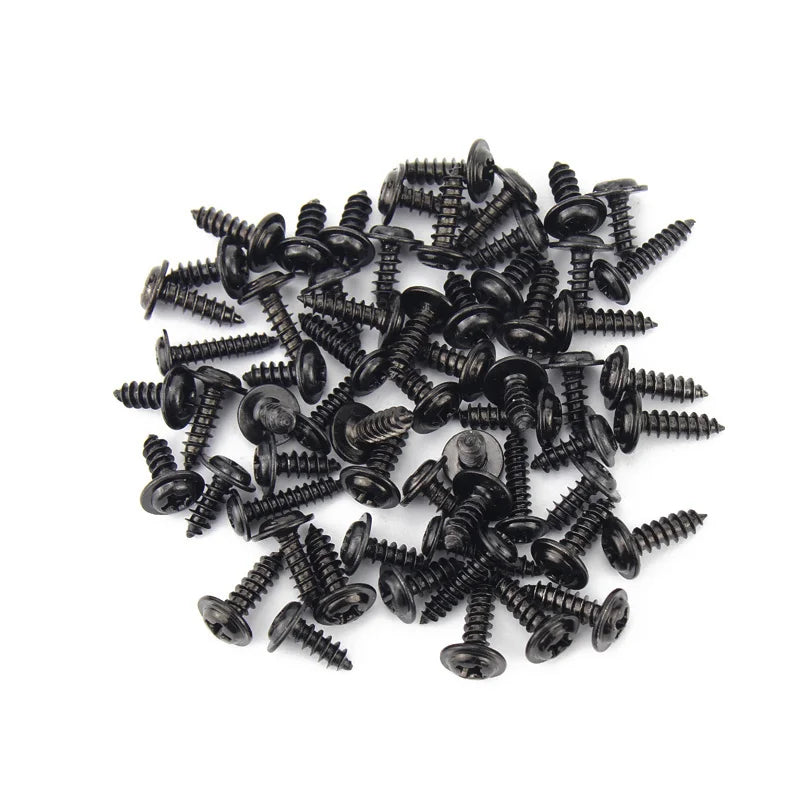 100pcs/lot Black Self-tapping Screw Pan Head PWA Cross Round Head With Washer Cushion M1.4 M1.7 M2 M2.3 M2.6 M3 M3.5 M4