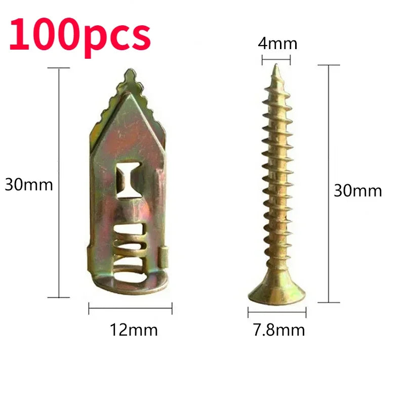 10/50/100Pcs Self Tapping Screws Self Drilling Anchors Screws Drywall Anchors Easy Application for Gypsum Plasterboard Dowel