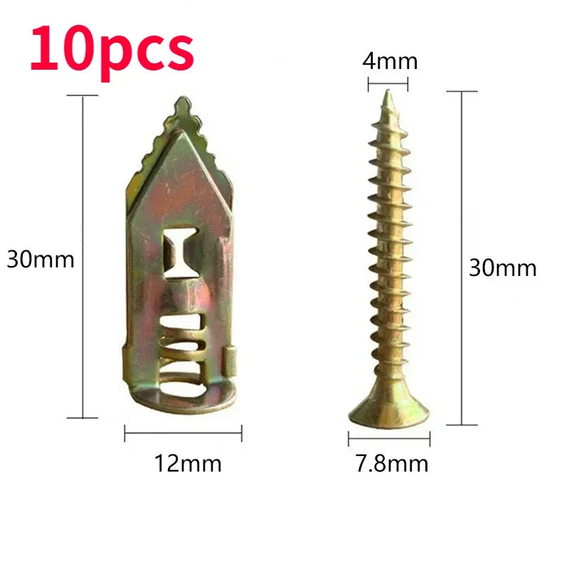10/50/100Pcs Self Tapping Screws Self Drilling Anchors Screws Drywall Anchors Easy Application for Gypsum Plasterboard Dowel