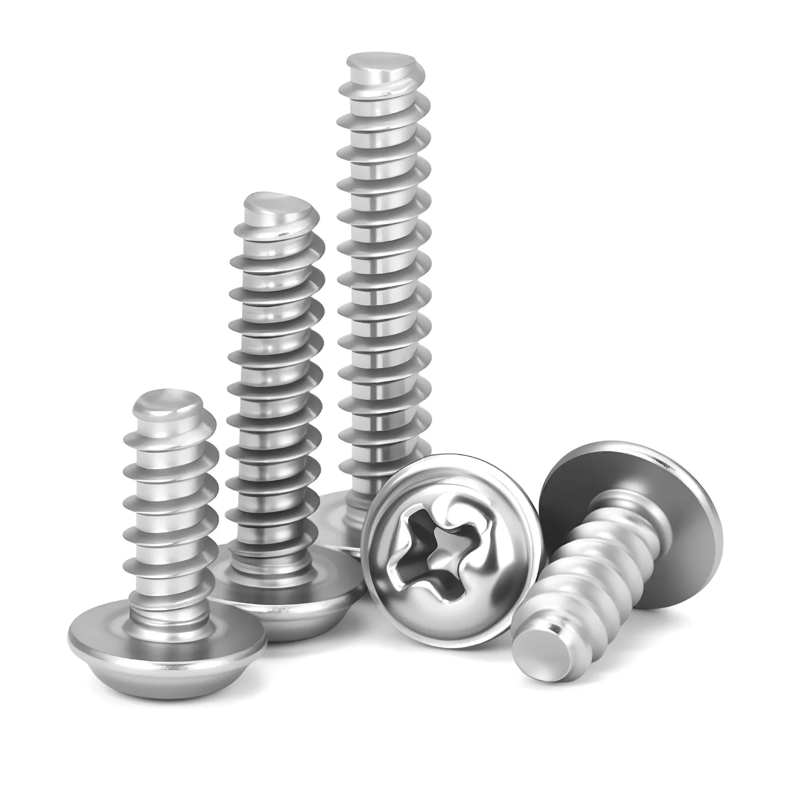 30-200pcs Phillips Screw PWB Round Head With Washer Self- tapping Screw PWB Screw for Woodworking M1.7 M2 M2.3 M2.6 M3 M3.5 M4
