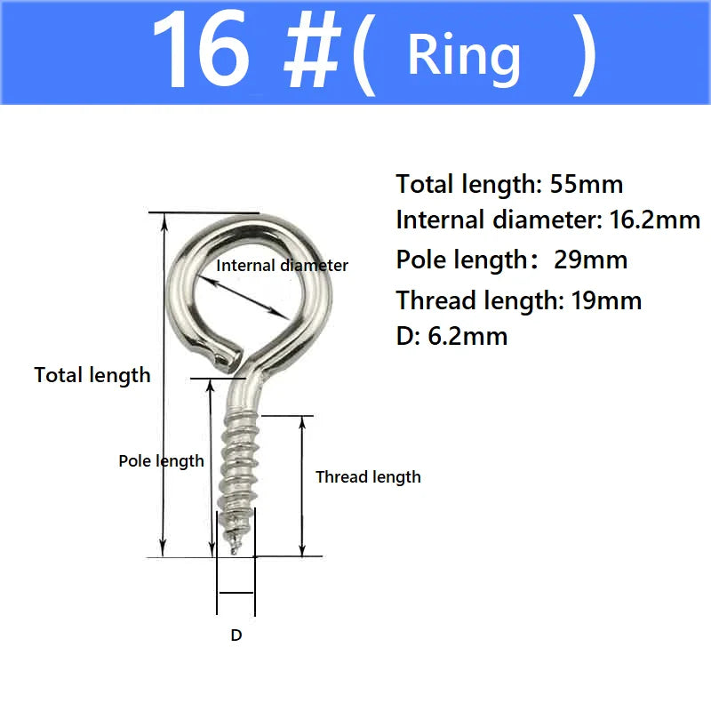 Self-tapping Hook Screw Large Heavy Duty Eye Hooks 30/20/10pcs Wood Sheep Eye Screws Large Hooking Bolt for Wood Securing Light