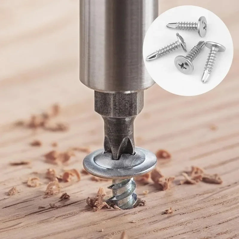 200/20pcs Self-tapping Screws Stainless Steel Large Flat Head Phillips Self Drilling Screw for Wood Sheet Metal Assortment Kit