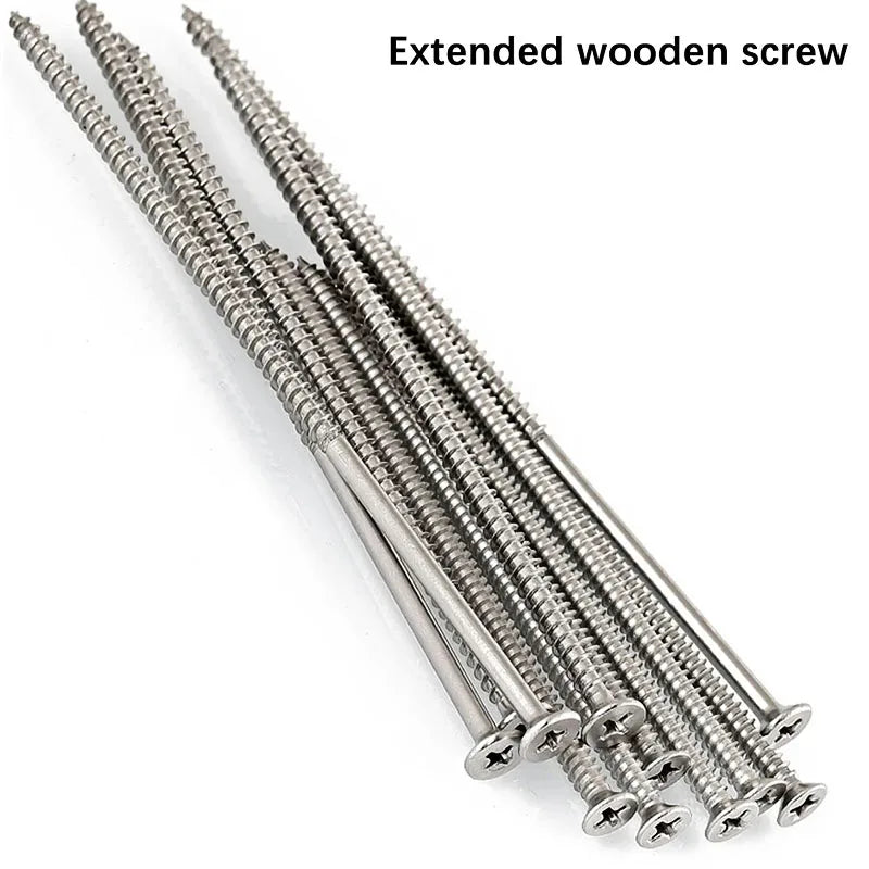 5PCS M4 lengthening Flat Head Tapping Long Wood Screw Stainless steel Cross Countersunk Head Self Tapping Long 200mm Screws