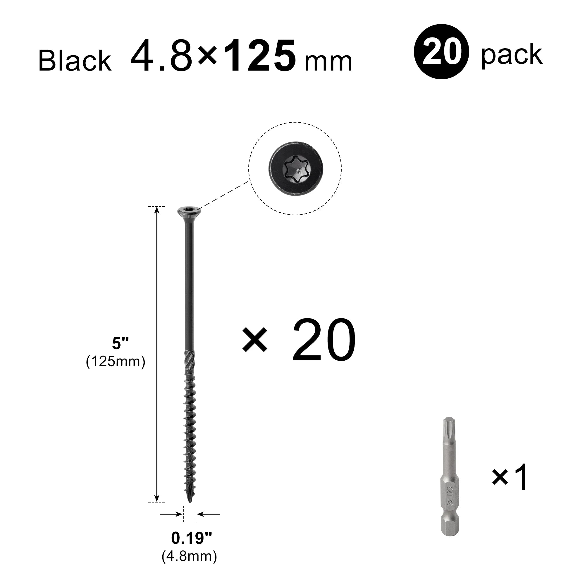 20pcs Torx Slot Knurled Screws Stainless Steel Wood Deck Screws Rust Resistant Six Lobe Self Tapping Fibreboard Drywall Screw
