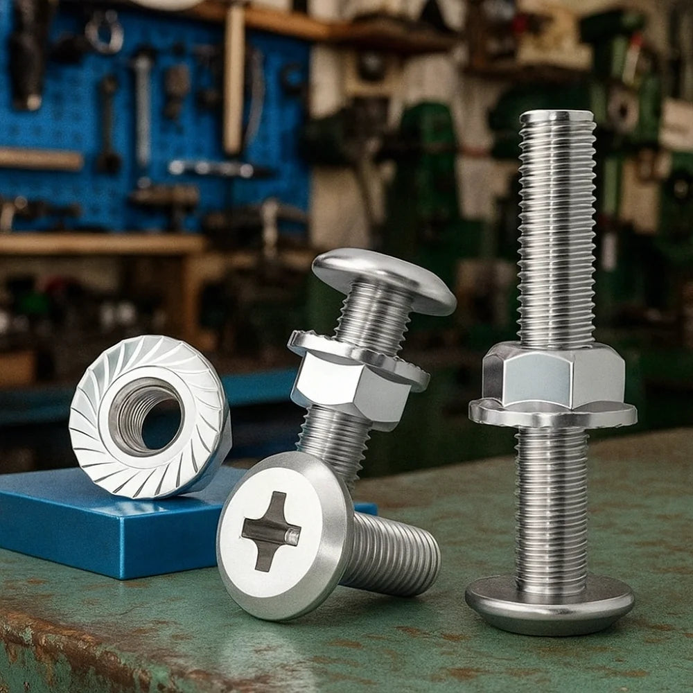 M6 M8 304 Stainless Steel Screws Flat Washers Lock Washers Bolts and Nut Set Cross Recessed Wafer Allen Head Bolt