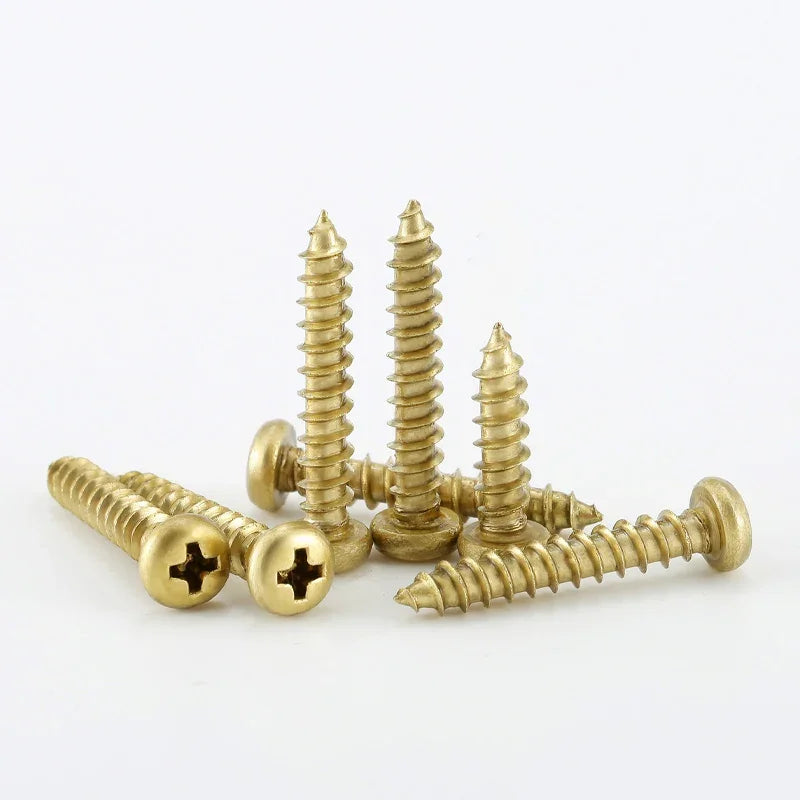 3~20Pcs Brass Round Head Self Tapping Screw M3 M3.5 M4 M5 M6 Wood Screws Length 6mm~50mm