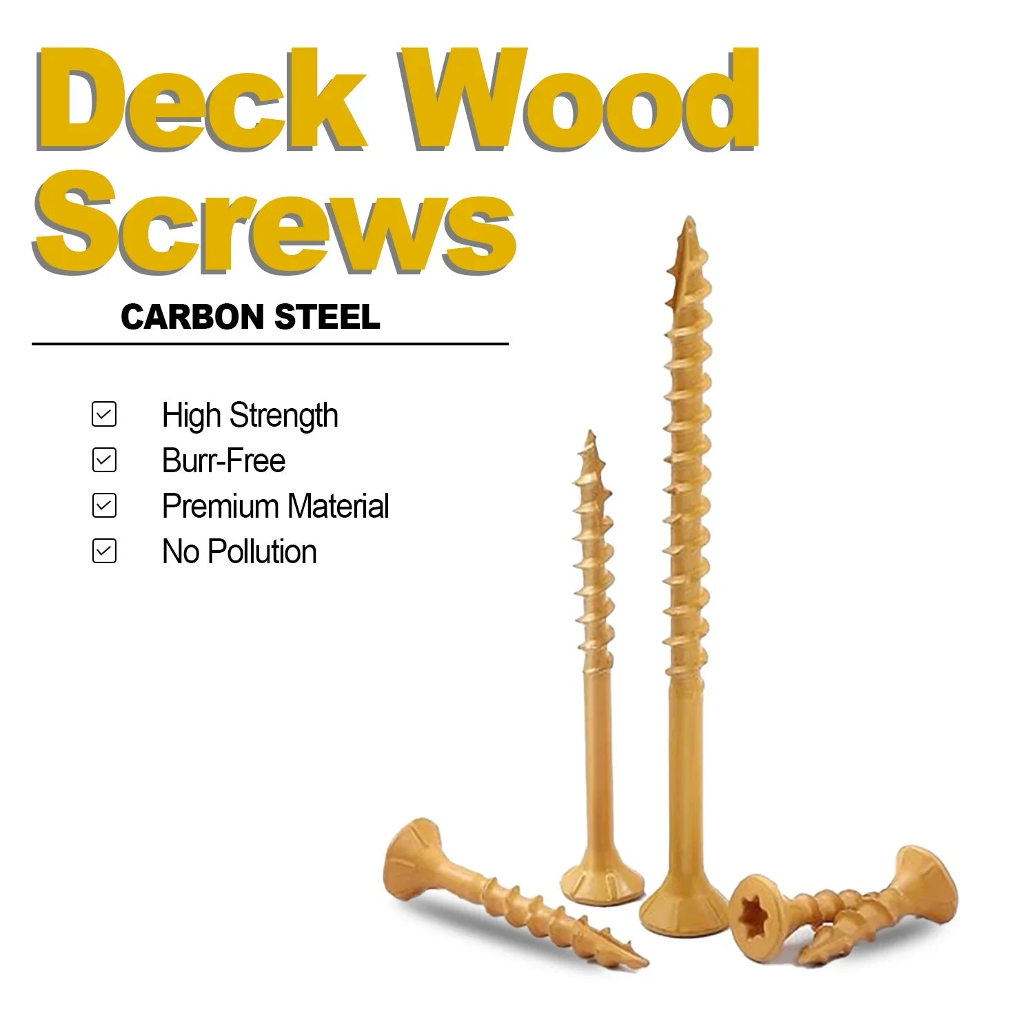 VKKM1.25-inch # 8 Deck Screws, 250 Self Tapping Wood Screws, Epoxy Resin Coating, Sent with T25 Star Shaped Batch Head, Yellow.