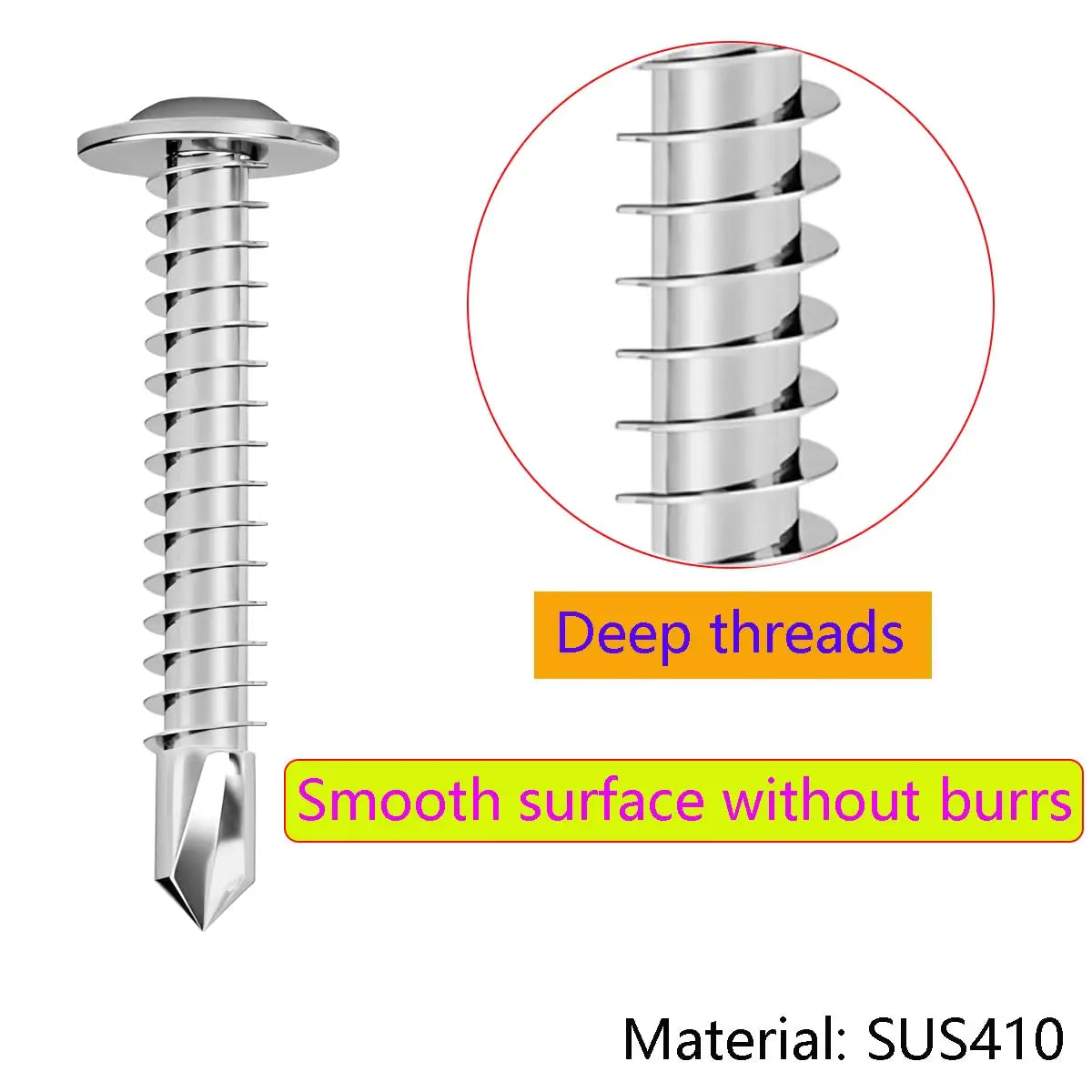 200/20pcs Self-tapping Screws Stainless Steel Large Flat Head Phillips Self Drilling Screw for Wood Sheet Metal Assortment Kit