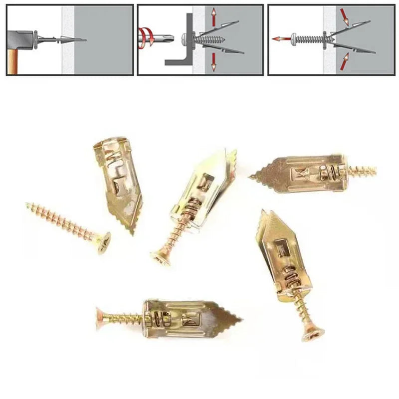 10/50/100Pcs Self Tapping Screws Self Drilling Anchors Screws Drywall Anchors Easy Application for Gypsum Plasterboard Dowel