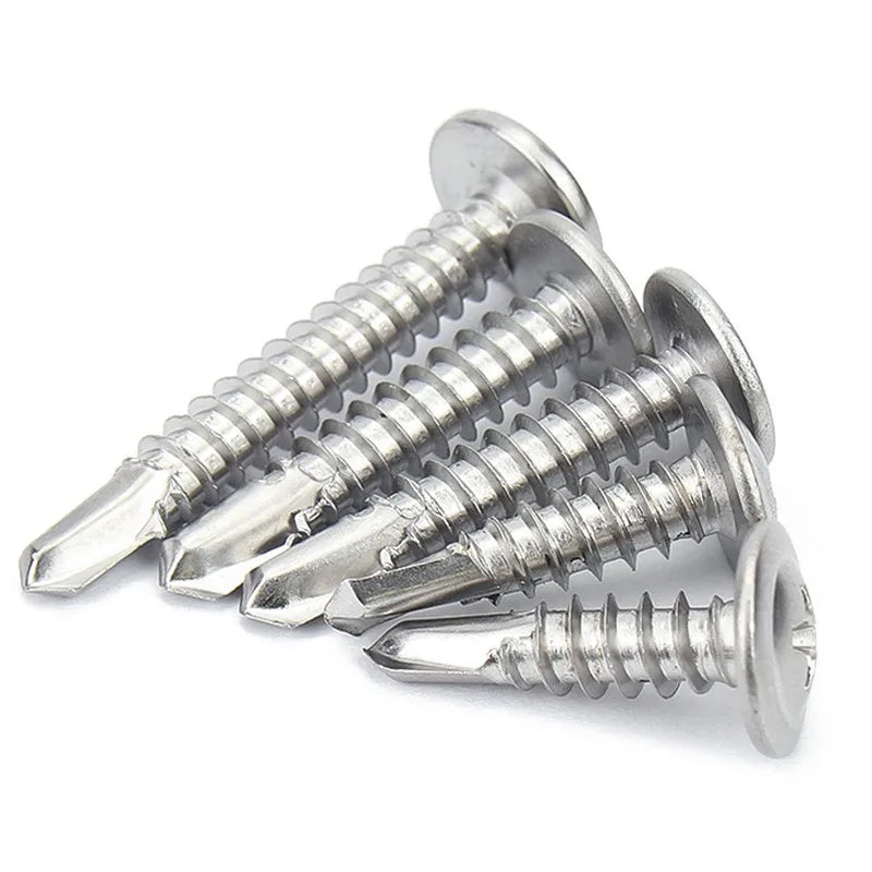 200/20pcs Self-tapping Screws Stainless Steel Large Flat Head Phillips Self Drilling Screw for Wood Sheet Metal Assortment Kit