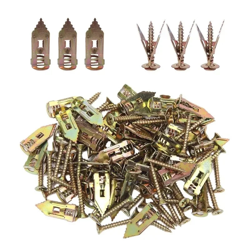 10PCS Self-Drilling For Gypsum Board Plasterboard Wall Fixing Plug Screws Kit Dowel Fixing Tools Screws Expansion Nails