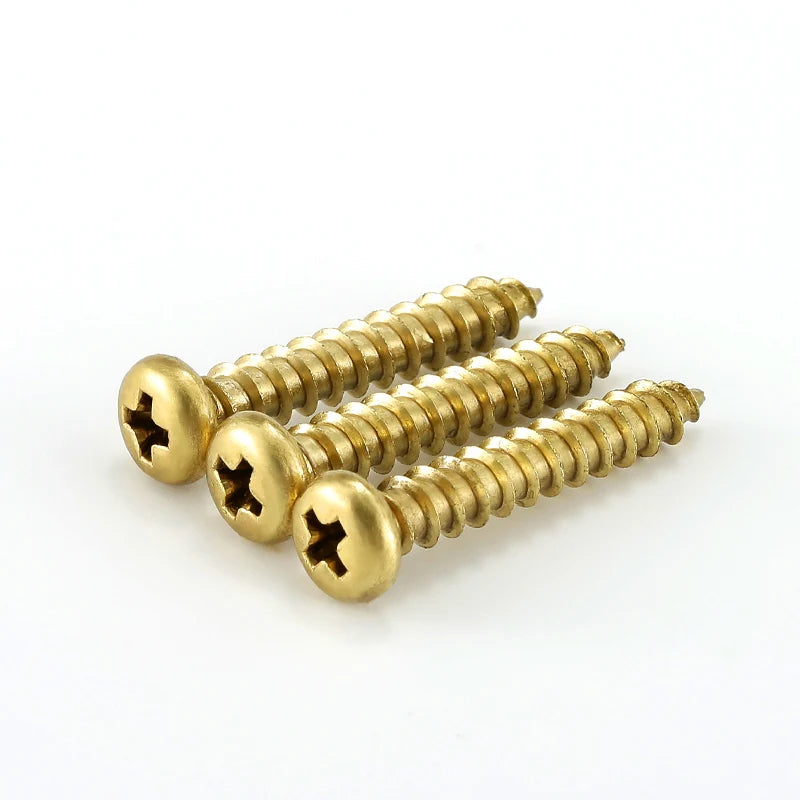 Brass Round Head Phillips Self Tapping Screw M3 M3.5 M4 M5 M6  Wood Screw Length 6mm~50mm