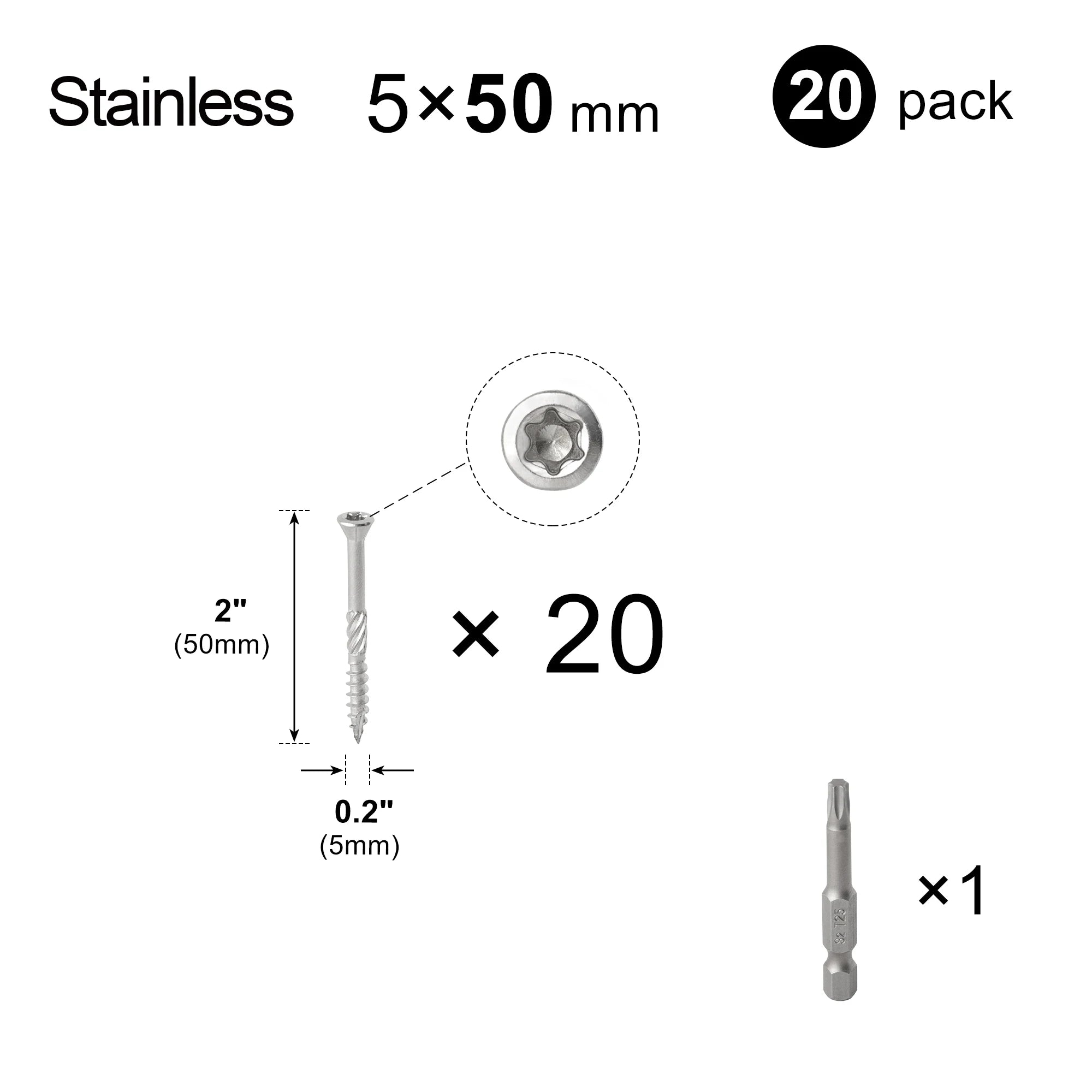 20pcs Torx Slot Knurled Screws Stainless Steel Wood Deck Screws Rust Resistant Six Lobe Self Tapping Fibreboard Drywall Screw