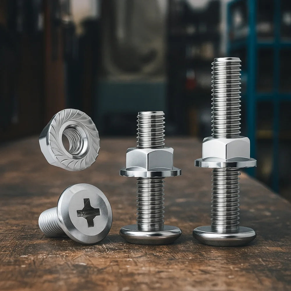 M6 M8 304 Stainless Steel Screws Flat Washers Lock Washers Bolts and Nut Set Cross Recessed Wafer Allen Head Bolt
