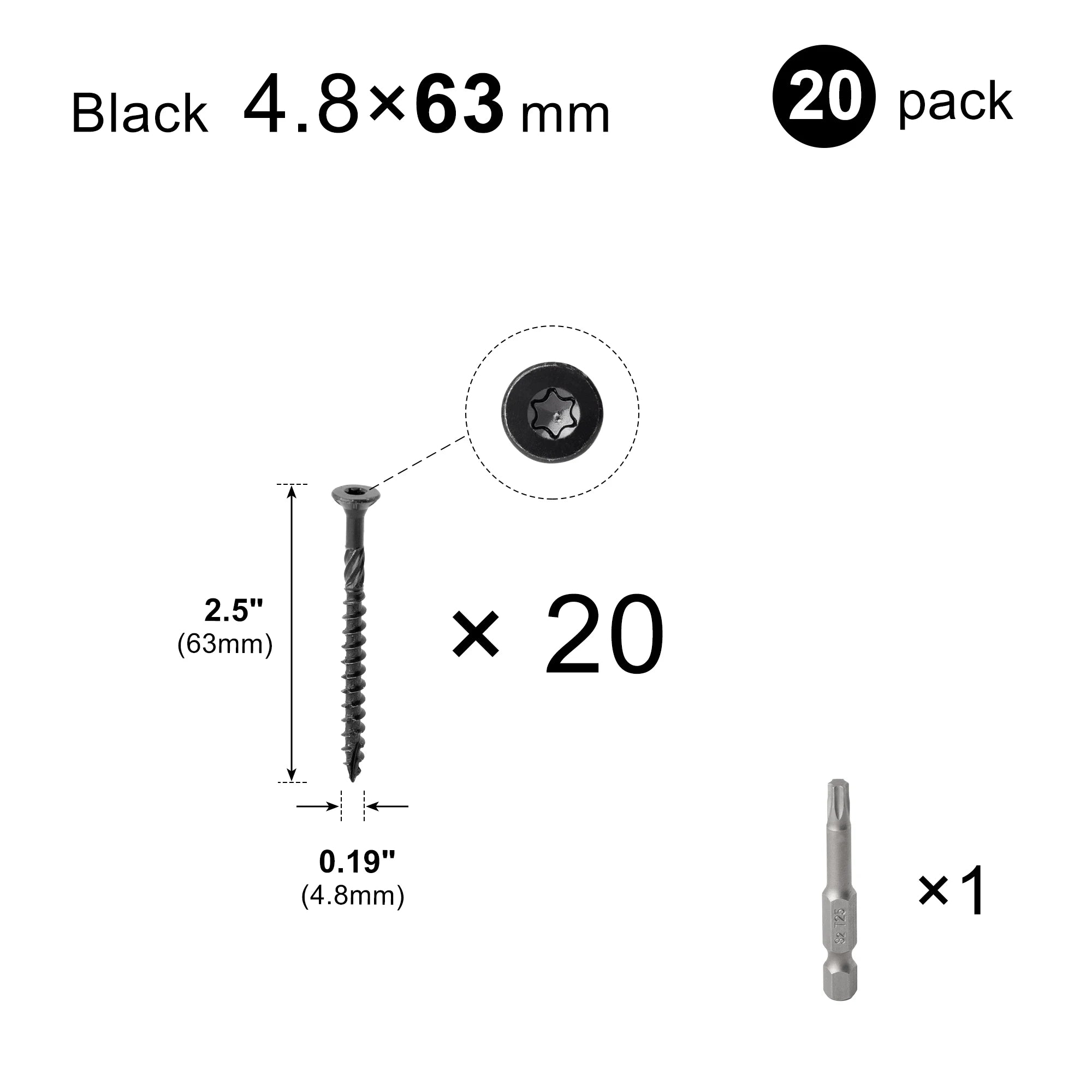 20pcs Torx Slot Knurled Screws Stainless Steel Wood Deck Screws Rust Resistant Six Lobe Self Tapping Fibreboard Drywall Screw