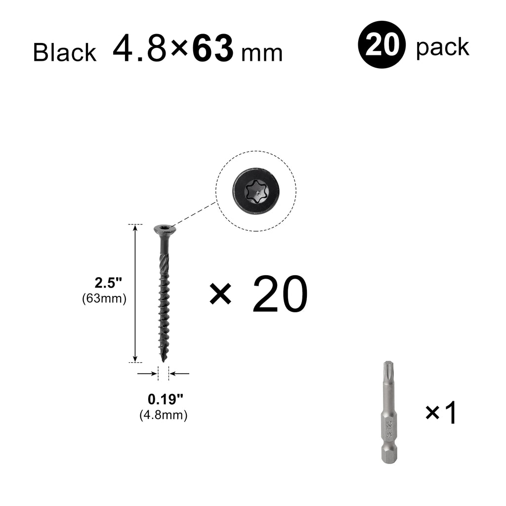 20pcs Torx Slot Knurled Screws Stainless Steel Wood Deck Screws Rust Resistant Six Lobe Self Tapping Fibreboard Drywall Screw
