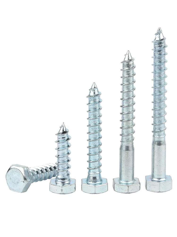 1~10pcs M6 M8 M10 M12 Hexagon Head Self-tapping Wood Screws Lag Bolts Carbon Steel Galvanized Length 20~150m