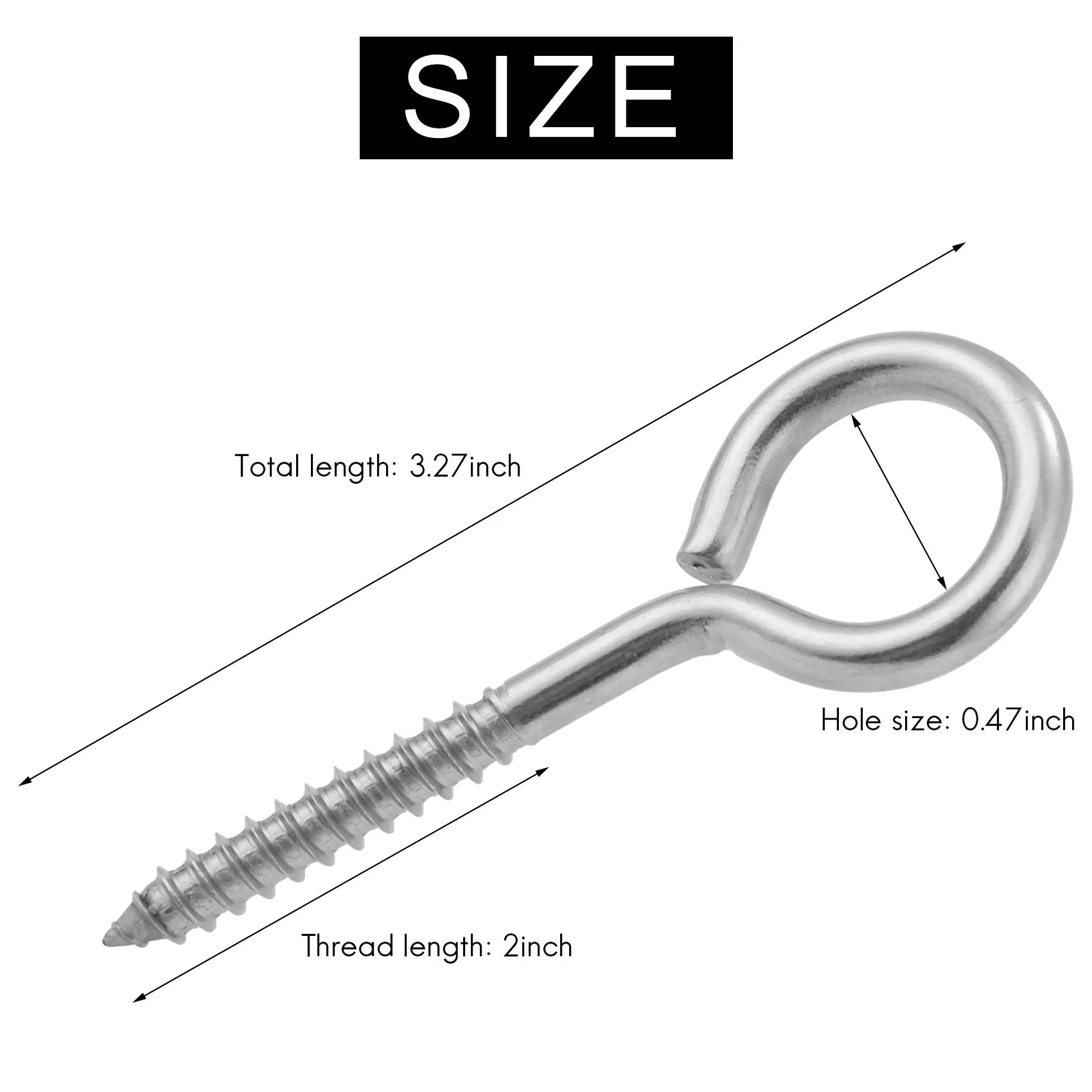 10 Pack Stainless Steel Eye Shape Screws Metal Hook Wood Terminal Ring Eyelet Hooks Self Tapping Screws M6B84B