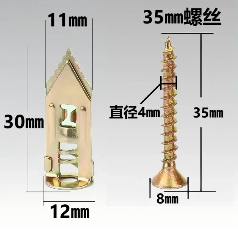10PCS Self-Drilling For Gypsum Board Plasterboard Wall Fixing Plug Screws Kit Dowel Fixing Tools Screws Expansion Nails