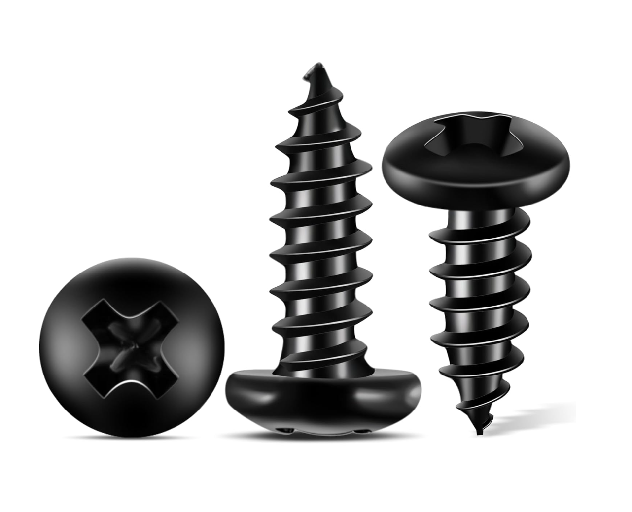 1/2" #8 Wood Screw Pan Head Phillips Black Oxide Coated - 250pcs