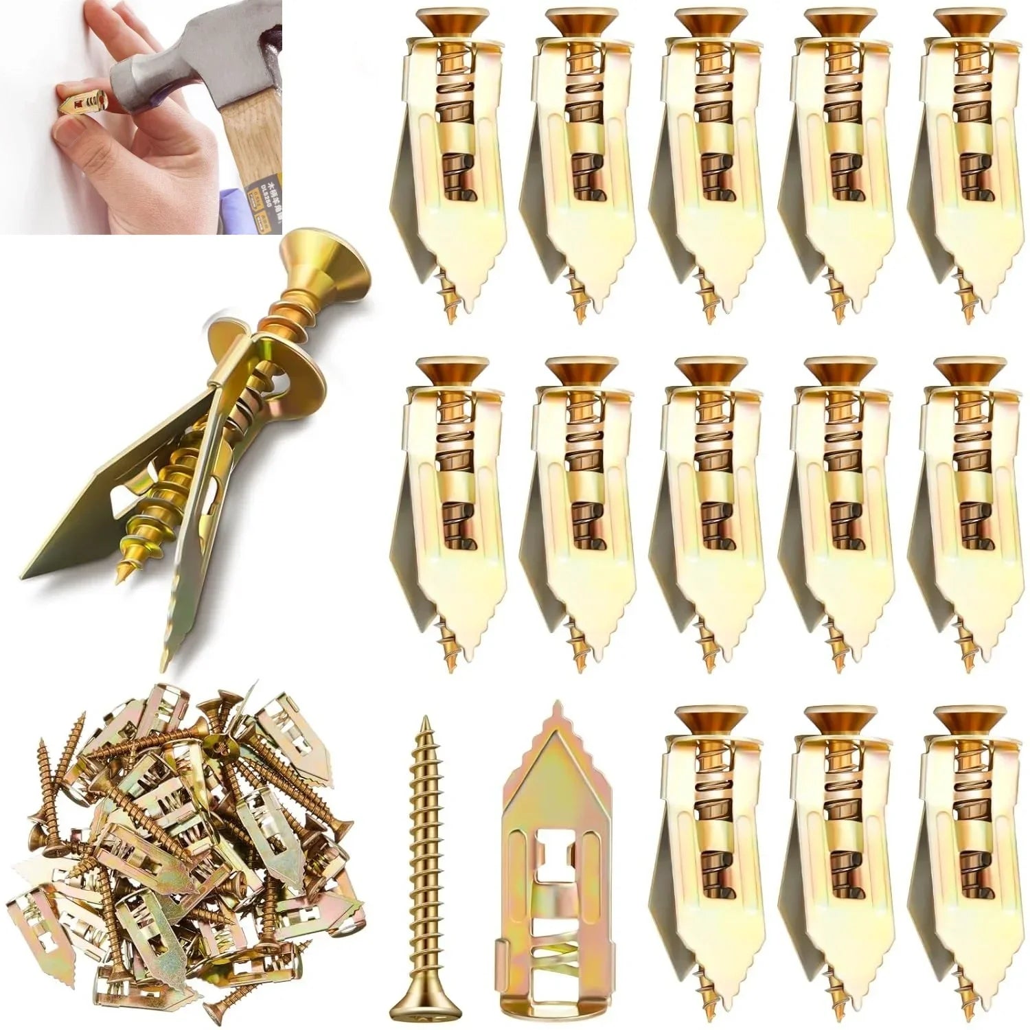 10PCS Self-Drilling For Gypsum Board Plasterboard Wall Fixing Plug Screws Kit Dowel Fixing Tools Screws Expansion Nails