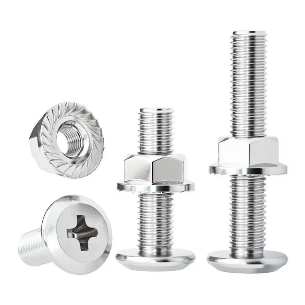 M6 M8 304 Stainless Steel Screws Flat Washers Lock Washers Bolts and Nut Set Cross Recessed Wafer Allen Head Bolt